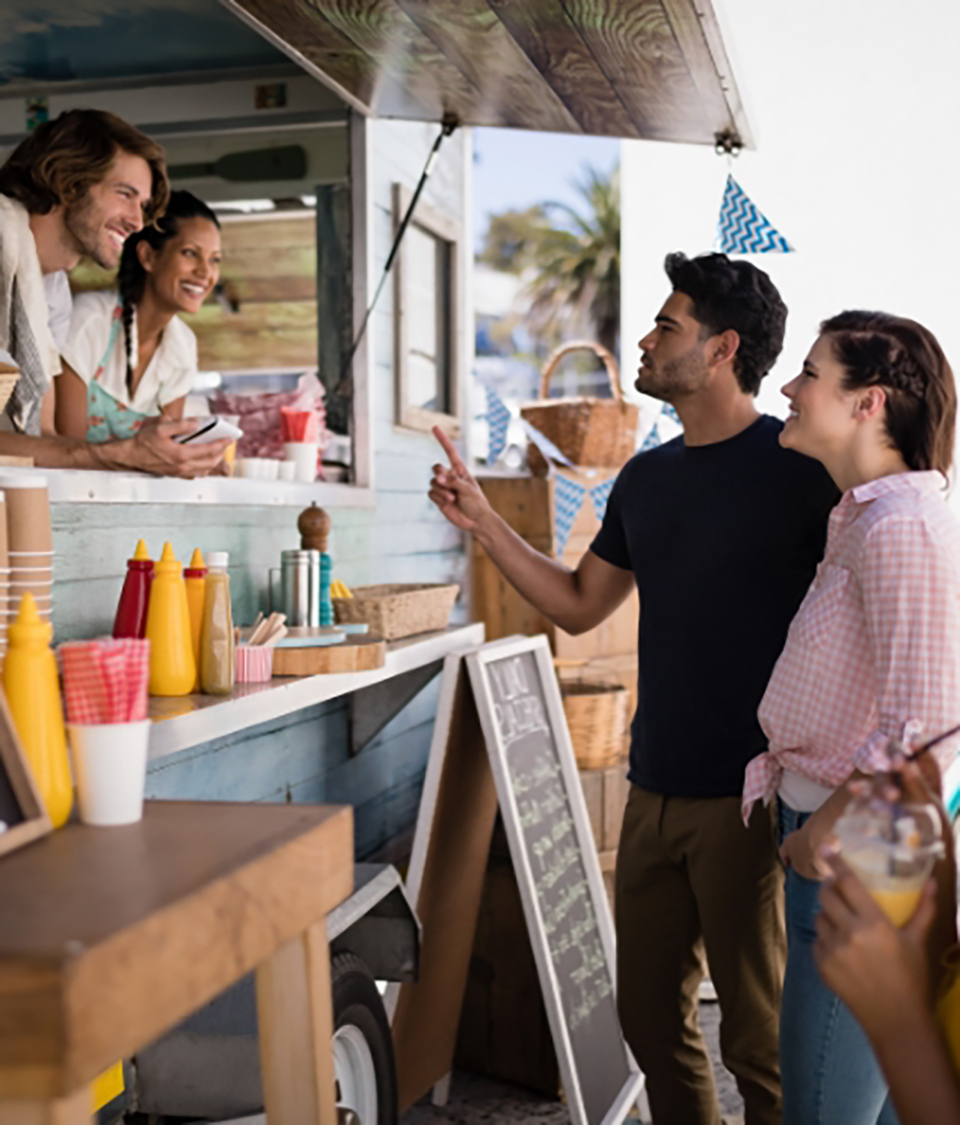 People ordering from a food truck in Richmond TX